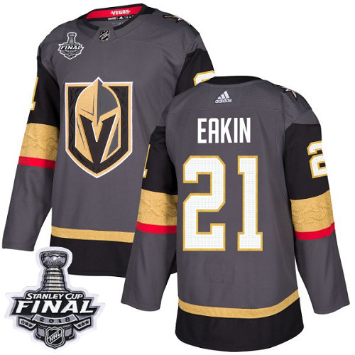 Adidas Golden Knights #21 Cody Eakin Grey Home Authentic 2018 Stanley Cup Final Stitched NHL Jersey - Click Image to Close